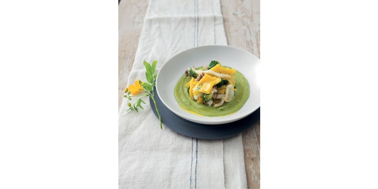 Maltagliati con crema di broccolo e seppioline
