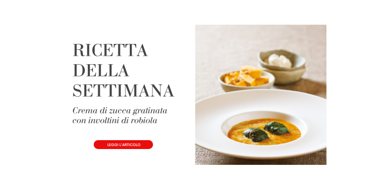 Crema di zucca gratinata con involtini di robiola