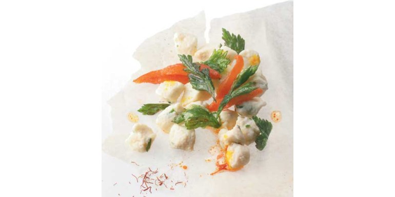 Gnocchetti di ricotta con pomodorini confit, erbette fritte olio allo zafferano - ricetta della settimana