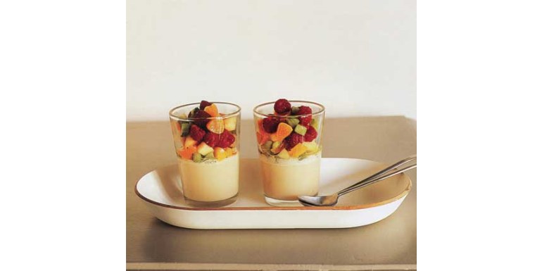 Panna cotta frutta-mandorla - ricetta della settimana