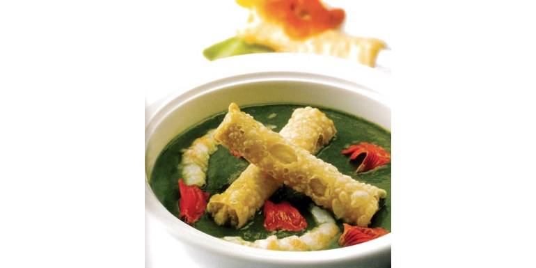 Crema di rucola con cannelloni di melanzane