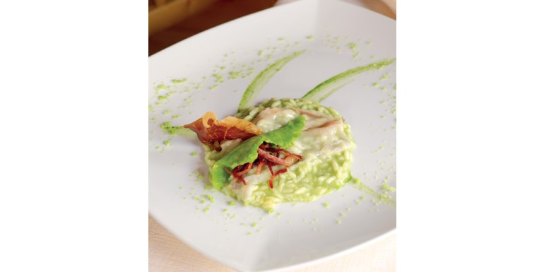 Risotto alle erbe e lardo di montagna