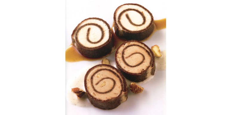 Girelle di cioccolato con gelato al tè chai e al miele di cardo