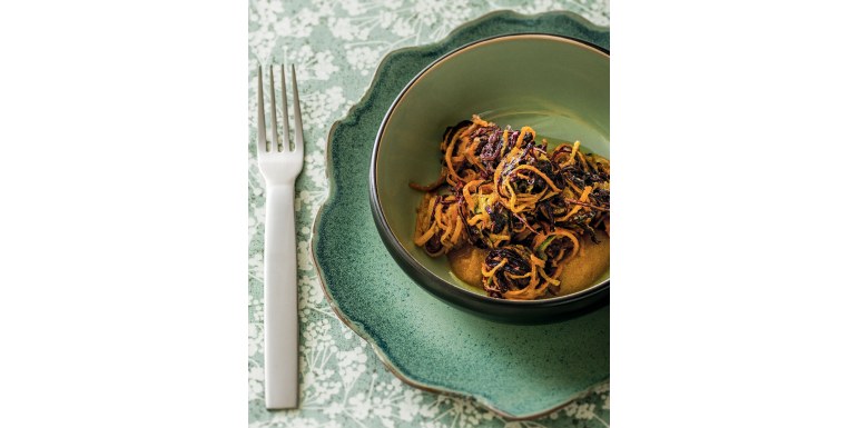 Kakiage di cavolo rosso, carote e zucchine